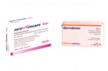 Xefocam ou Diclofenac - lequel des remèdes est le meilleur?
